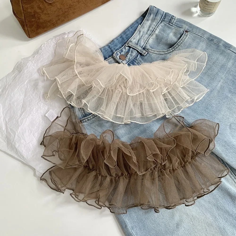 Minigonne in rete Balletcore alla moda Gonne corte con volant stile coreano Y2k Tenda per il culo in tinta unita da donna