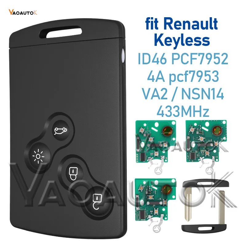 

Бесключевой ключ ID46 4A 433 МГц подходит для Renault Megane 3 Laguna 3 Grand Scenic Koleos Fluence Clio IV Captur Smart Remote Fob