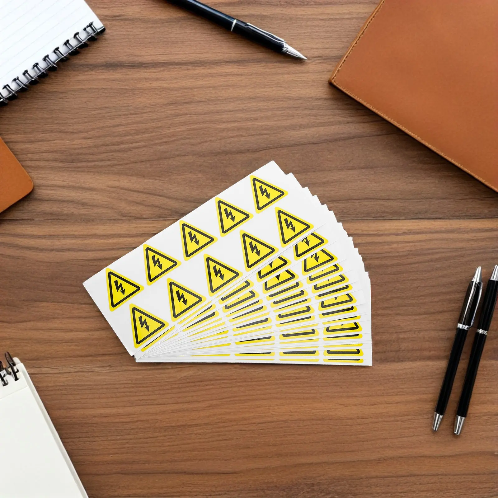200Pcs Electrical Warning Stickers Yellow Triangle Caution Labels Self Adhesive High Visibility Waterproof Scratch Resistant