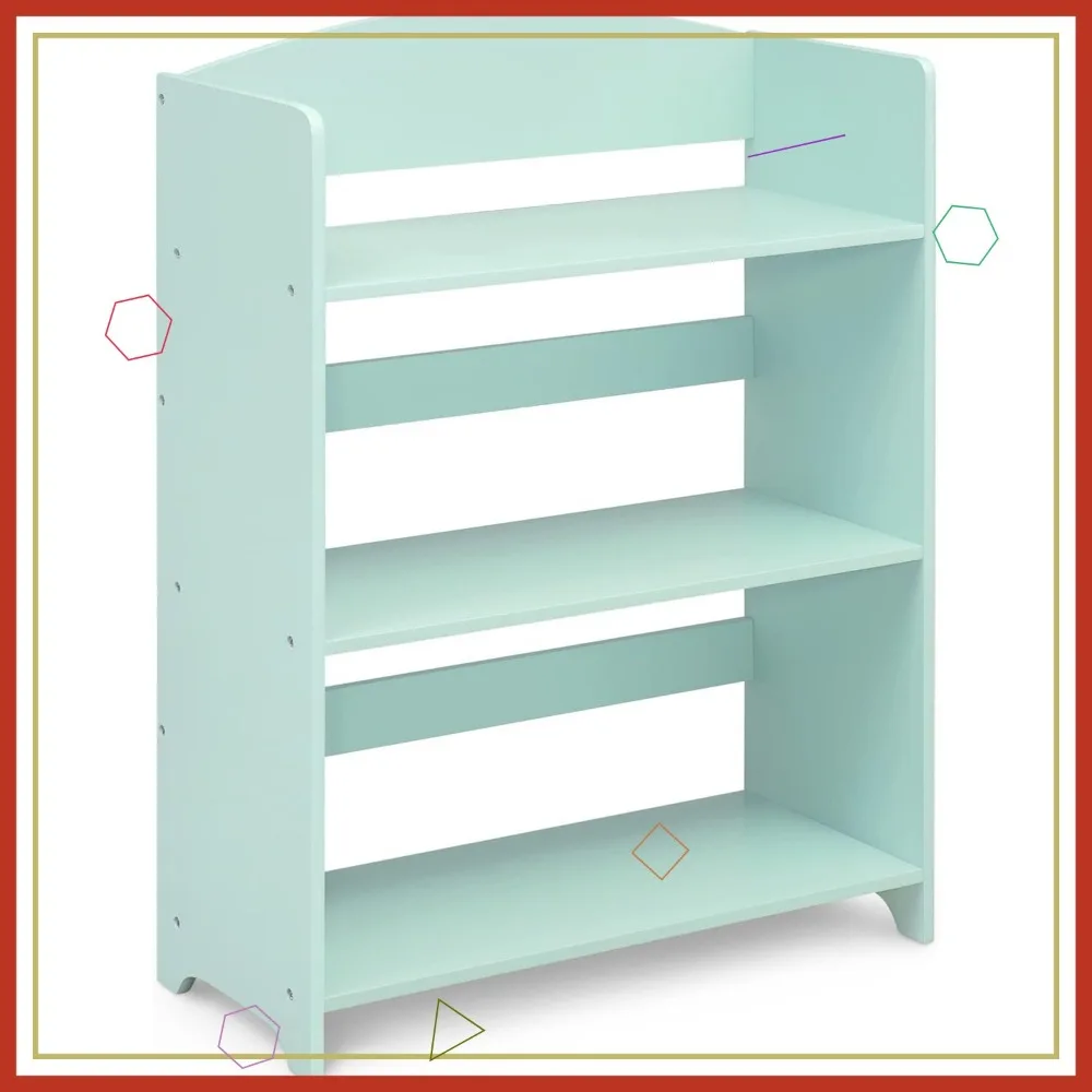 Kids Bookshelf with 3 Shelves, Greenguard Gold Certified, Mint Color - Safe & Durable