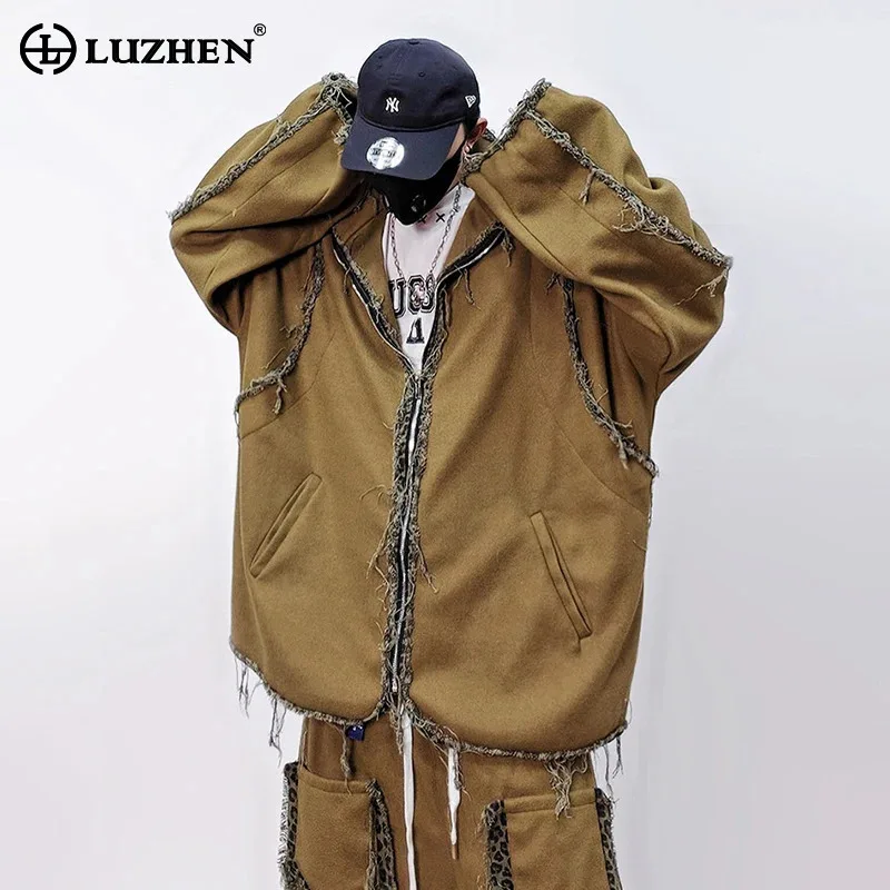 LUZHEN Edge 2026 Patchwork Spring Outline New Design Burr Loose Casual Jacket Men's Fashion Handsome Street Original Coat JY9192
