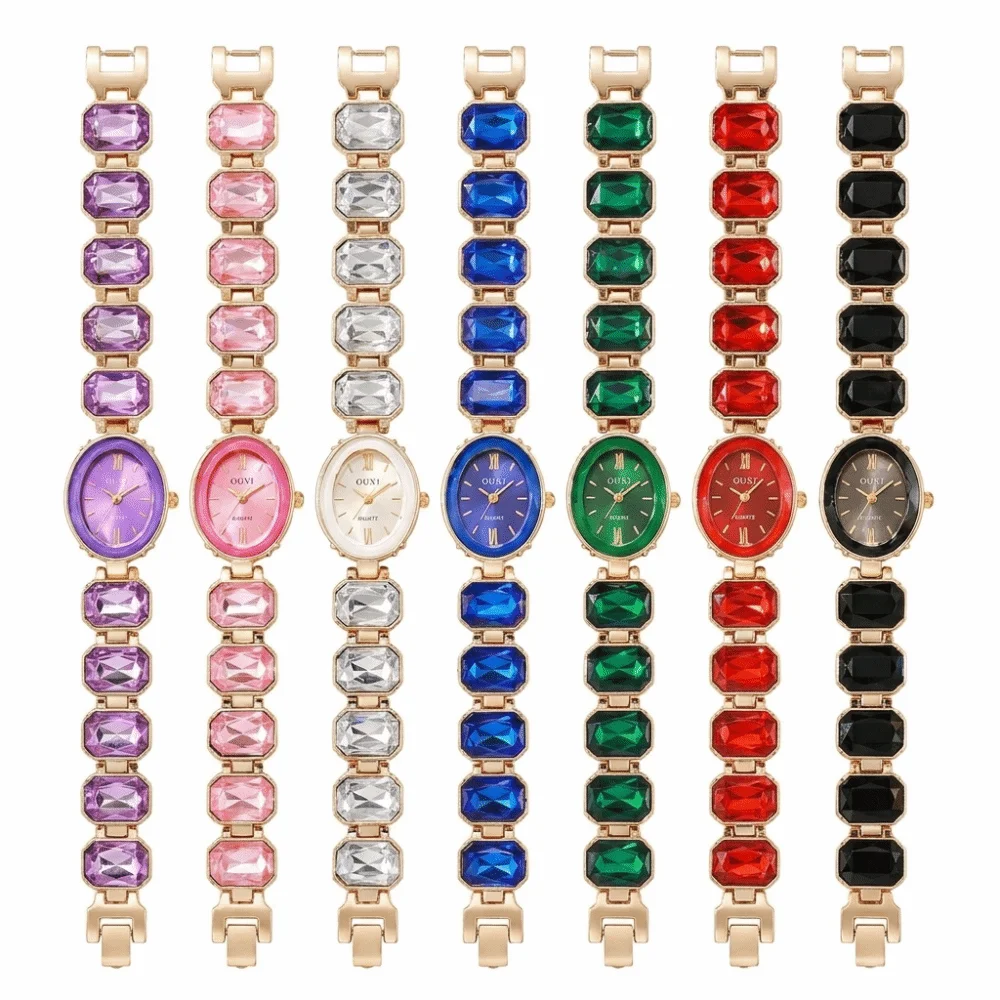 Rhinestone Quartz Watches Diamond Studded Watch Strap with Adjustable Bracelet Rotundity Shaped Watch Wrist Decoration Gift