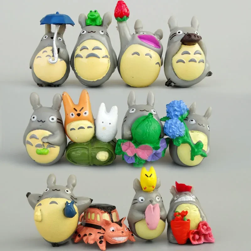12-teiliges Set Totoro-Figuren Mini-Statuen Niedliche Mikro-Landschaft Auto-Ornament Miyazaki Hayao Serie Kindergeschenk Dekorative Sammlerstücke