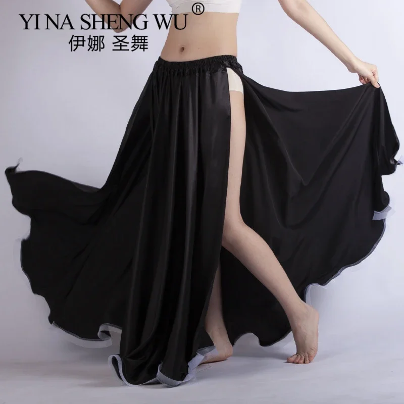 New European and American Style Belly Dance Skirt Modern Dance Indian Dance Performance Sweet Double Slit Long Skirt for Women