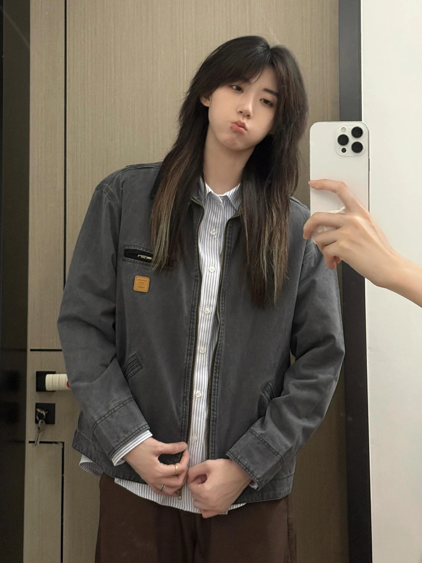 

Мужская бейсбольная куртка Cleanfit в американском ретро-стиле, укороченная куртка-пилот с эффектом потертости, рабочая одежда, верхняя одежда для пар, весна-осень