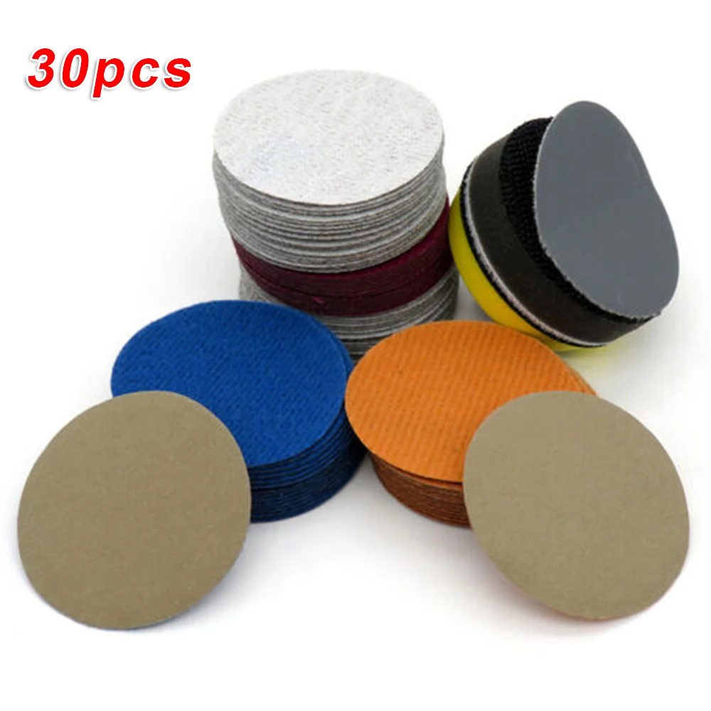 Professional Grade 30pcs Sandpaper Disc Set for Polishing and Grinding 2 inch Diameter Suitable for Wet and Dry Use