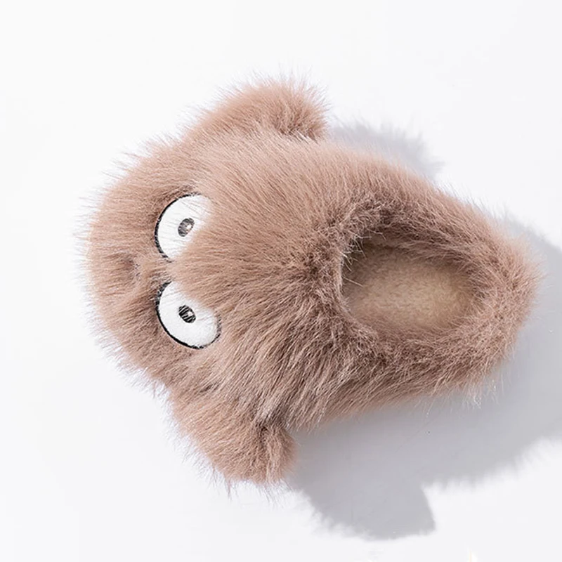 2024 big eyes monster fluffy slides women's winter cozy home slippers ladies pillowy scuff room shoes woman warm slippers shoes