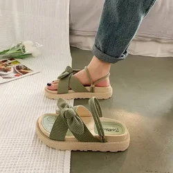 Sandias De Tacon Internet Hot Women Shoes Summer Fairy Style 2024New Improve Fashion Student Platform Roman Lady Flat Shoe