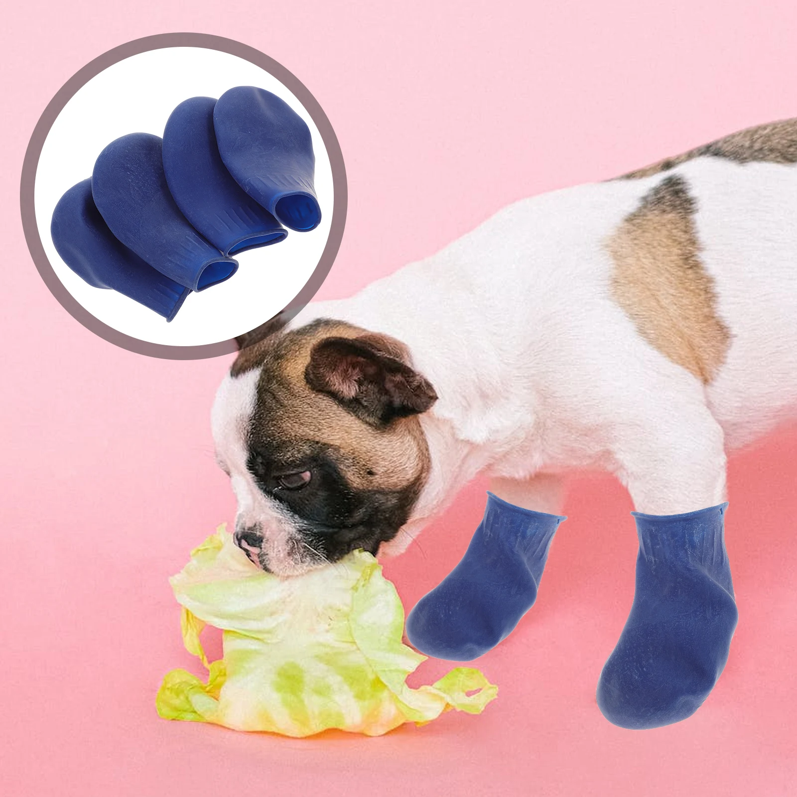 

4pcs Dog Waterproof Non-Slip Outdoor Durable Rain Boots Boots For Dogs Walking Running Protection Blue Size M