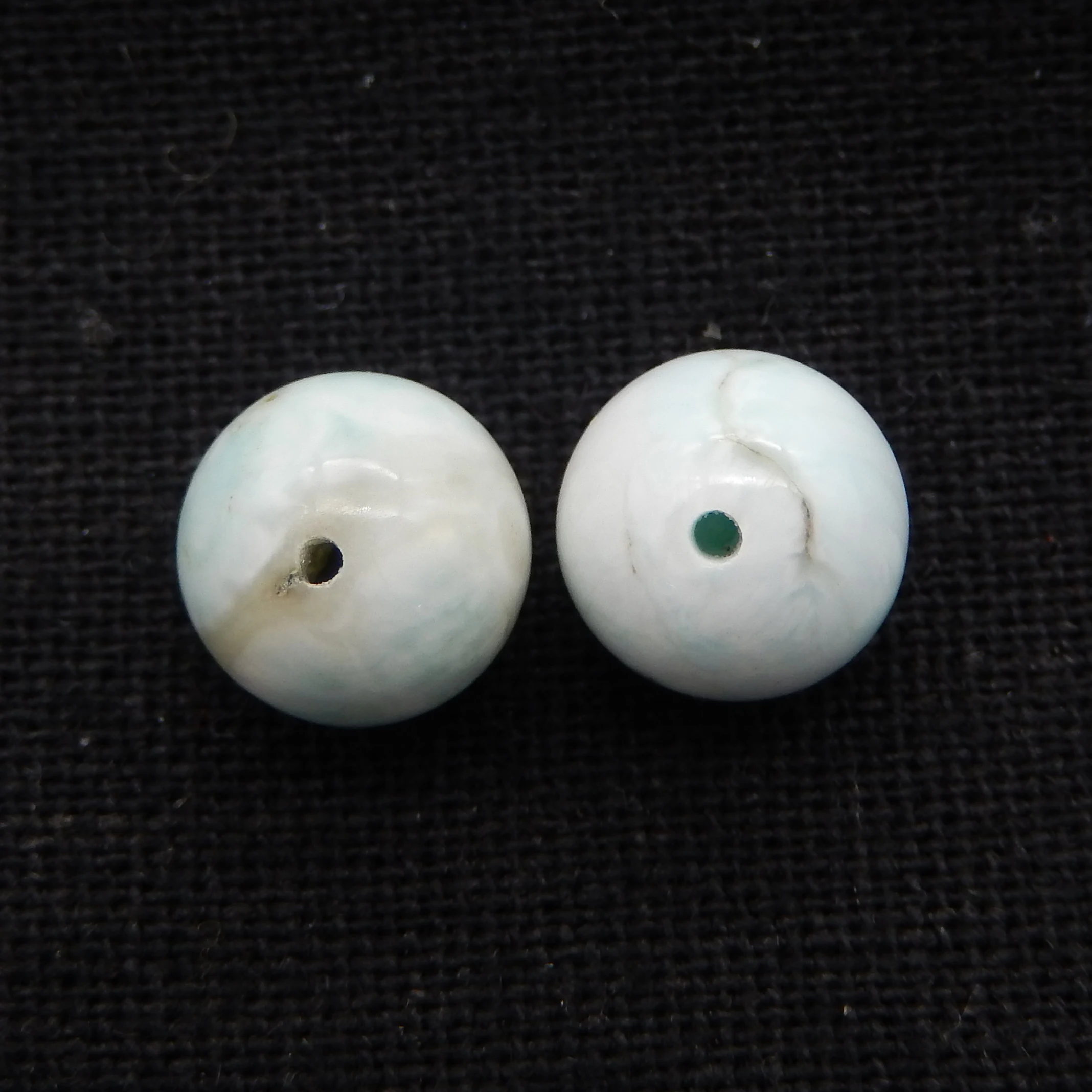 1 Pair Natural Larimar Round 10mm Beads for Jewelry Making, Half Drilled Beads Versatile Earrings Simple Fashion Goes With Every