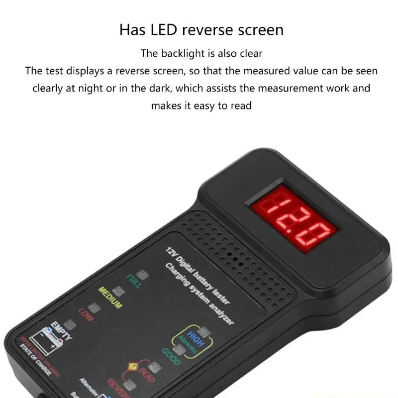 A2BE Automotive-Charging System Analyser LED Digital Battery Analyzers Car Battery Tester Car-Charge Diagnostic Tool Portable