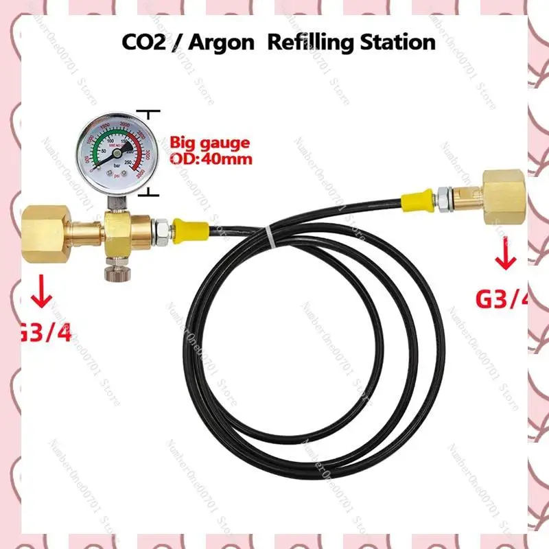 G3/4 Nitrogen Argon CO2 Refilling Station Adapter, Transfer Gas From 40L Bottle To Small Welding Tanks
