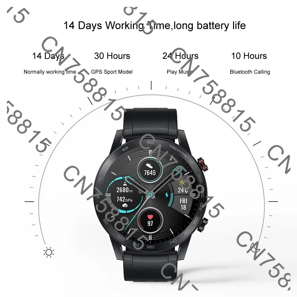 14 Days Battery Life Heart Rate GPS，For HONOR Magic Watch 2 Smart Watch 46mm Bluetooth 5.1 Calling Smartwatch Blood Oxygen