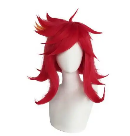 Niffty Wig Anime Hotel Cosplay Wigs Short Red Curly Heat Resistant Synthetic Hair for Halloween Costume Party Role Play