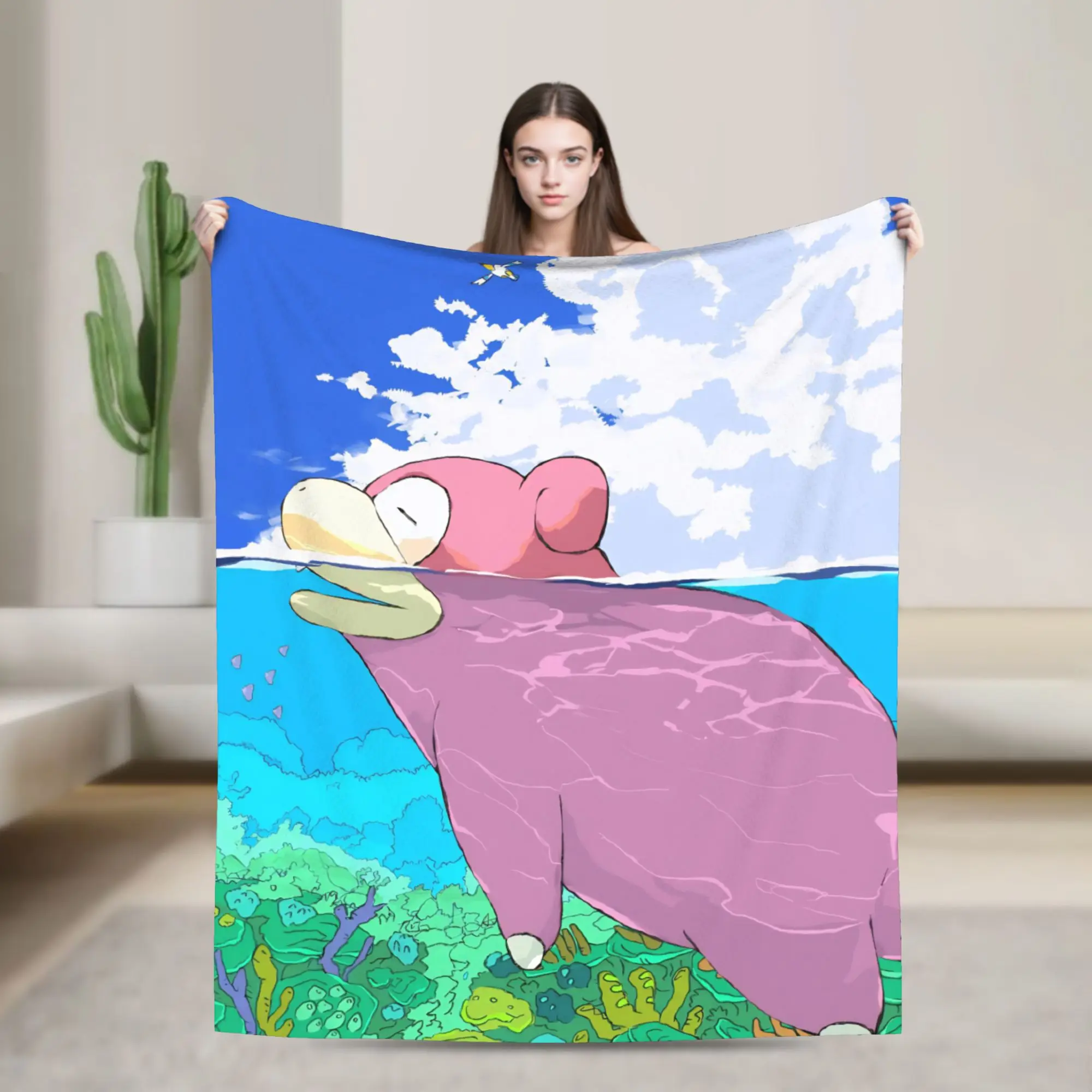 Super warme Decken für Reisen, Slowpoke, Cartoon-Überwurf, Decke, Flanell-Tagesdecke für Couch, Stuhl, lustige Sofabett-Abdeckung