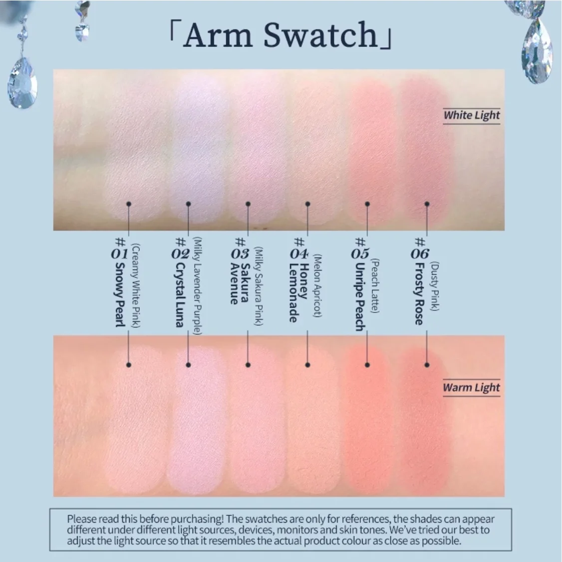 Flower Knows Unicorn-Rouge, natürliches Wangenrouge, Make-up, 6 Farben, 5 g, Make-up, Snowy Pearl, komplett mattes, ultrafeines Puder