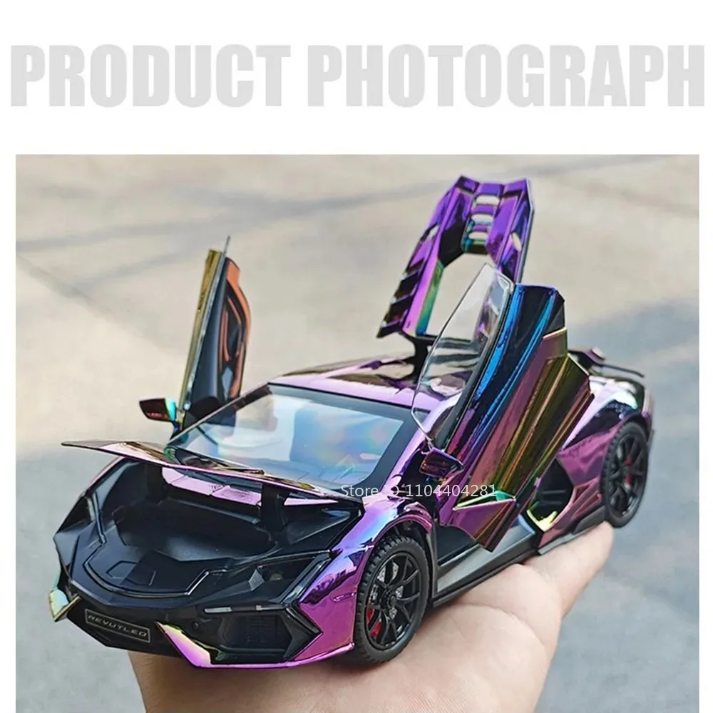 1:24 Lambor Revuelto Legierung Sportwagen Druckguss Modell Spielzeug Türen Geöffnet Sound Licht Zurückziehen Miniatur Autos Freund Urlaub Geschenk – Detail 15