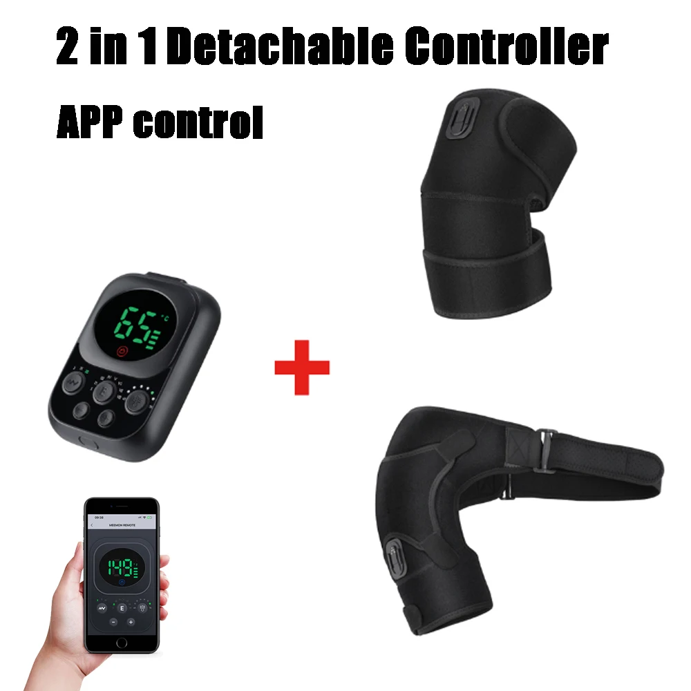 

Shoulder Knee Brace 2 in 1 APP Control Heating Knee Vibration Massage Support Strap Adjustable Heated Vibrate Massage Relax Pad