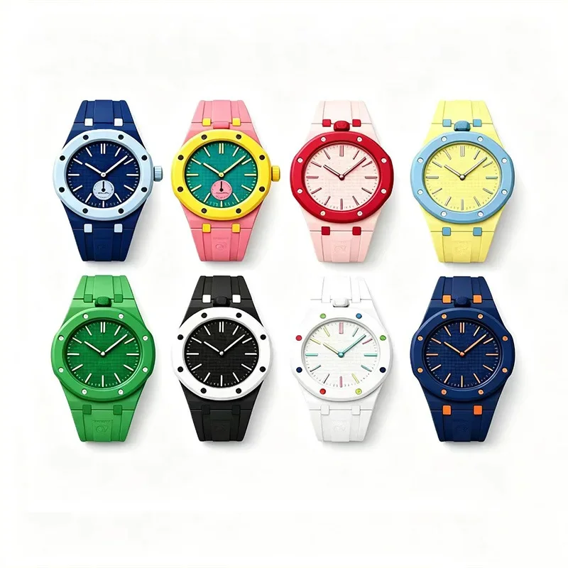 This is a watch+strap+lanyard 3 in 1 Pocket Watch Combination suit Octagonal Pop Style Neck Quartz Movement Candy Color - view 3