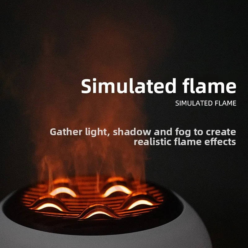 Best-selling creative simulation flame aromatherapy machine, home colorful atmosphere silent fog volume desktop humidifier