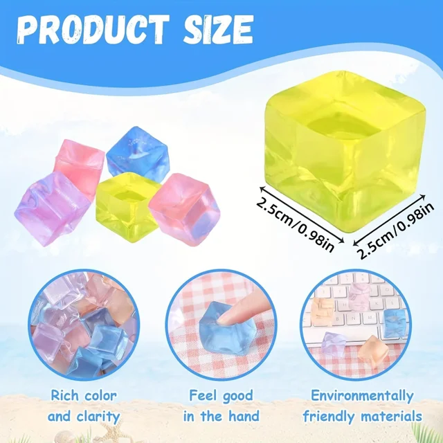 15Pcs Mini Ice Cube Squishy Toys Release Stress Transparent Small Ice Block Pinch Children Squeezing Stress Relieving Toy Gifts 2