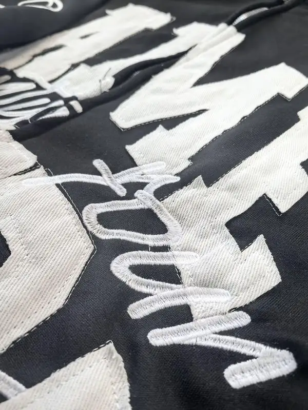 Lettering Embroidered Crew Neck Hoodie "Same Hours" Pattern Sweatshirt, Harajuku Goth Style, Unisex Streetwear