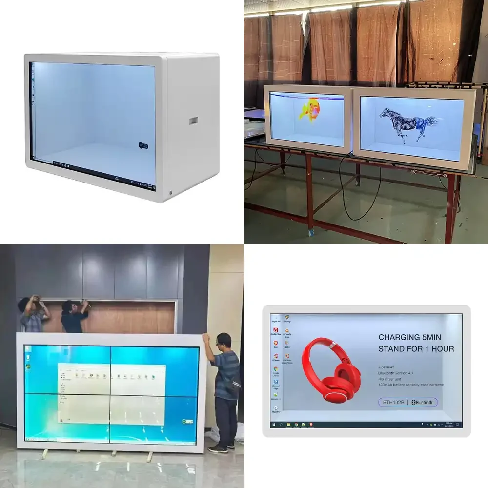 

Transparent Lcd Touch Screen Advertising Display Digital Hologram showcase Display Oled 55