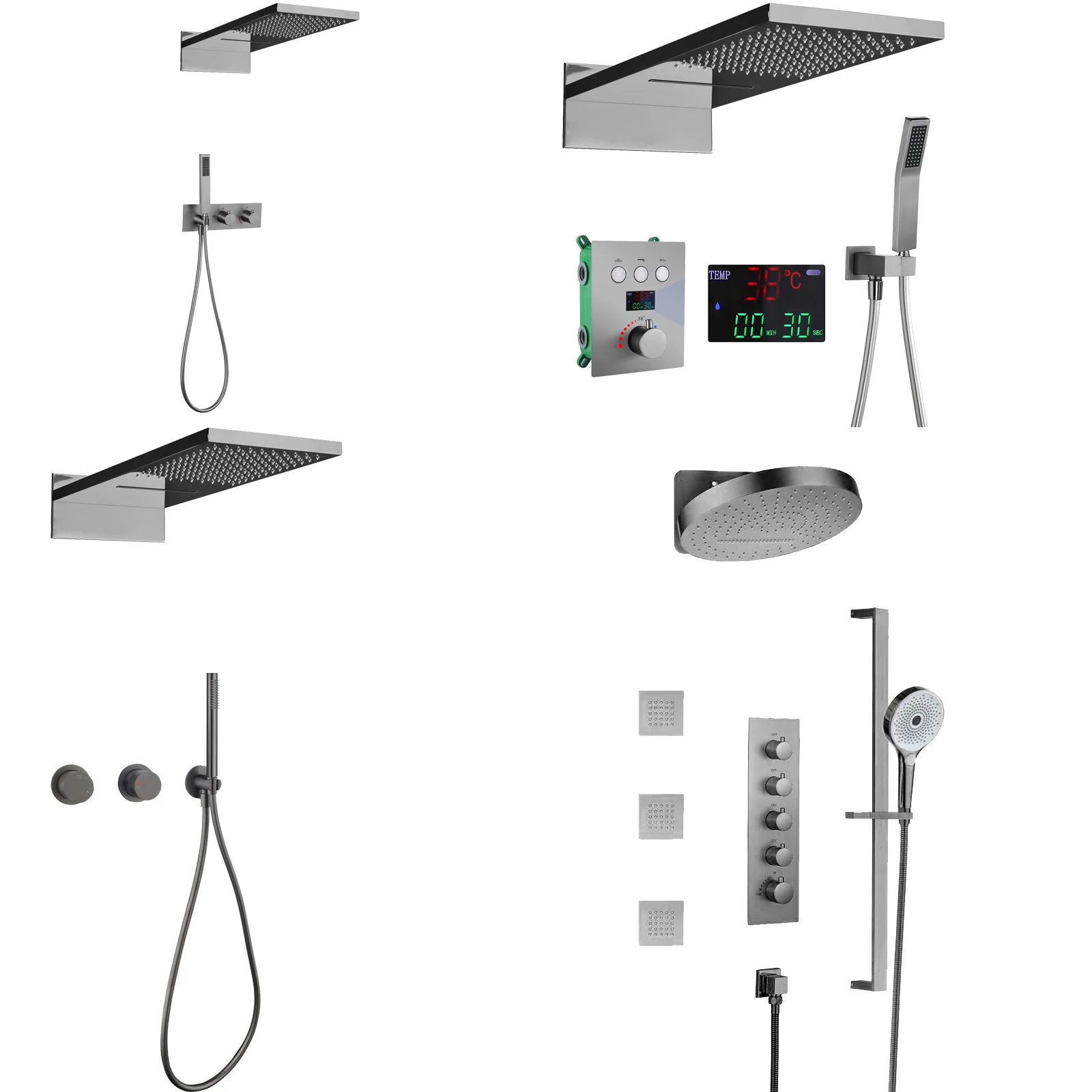 Concealed Waterfall Shower Top Spray Shower Household Wall Shower head Two Functions