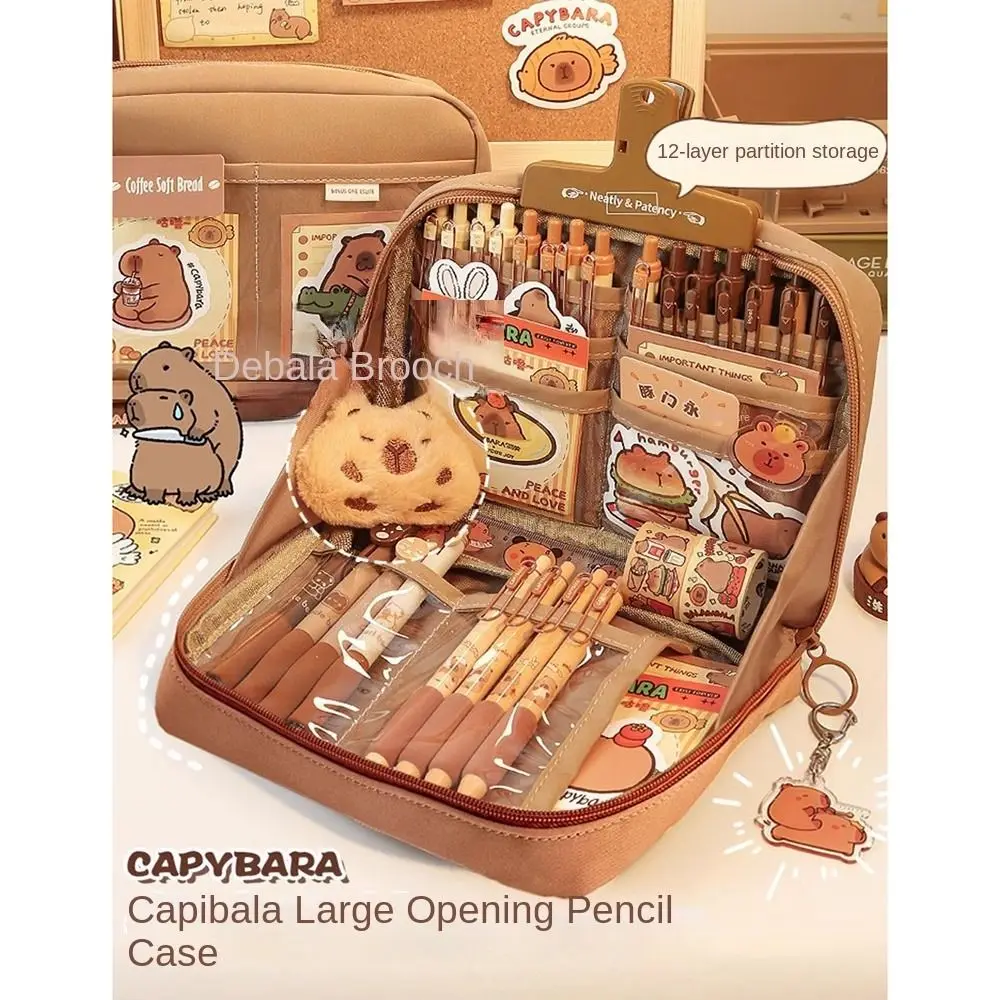 العصرية سعة كبيرة كابيبارا القلم حقيبة لطيف متعدد الوظائف مقلمة قماش القلم للطلاب #5