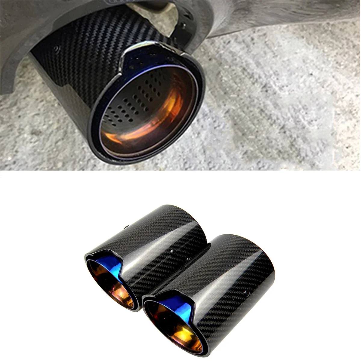 

Kipalm 2Pcs 2 Series M235I/M240I (F22/F23)2014- Glossy Carbon Fiber Exhaust Tip Muffler for BMW with M Logo