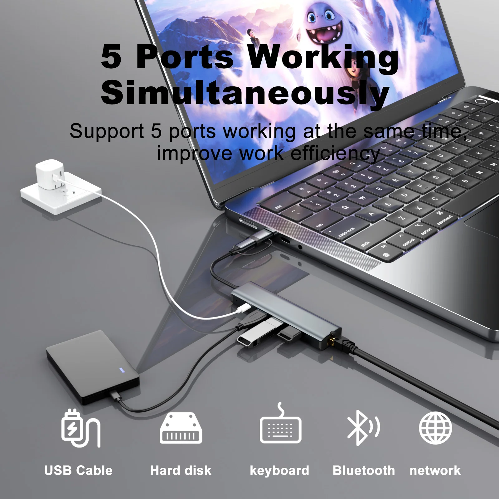 Adattatore Ethernet USB C Con Ricarica PD 100W – 2 In 1 Per MacBook, IPad, IPhone 17/16/15, Velocità Gigabit 1 Gbps, Plug & Play