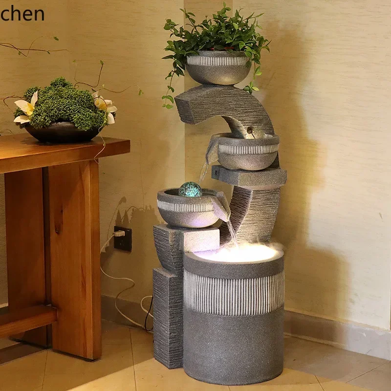 W28 Flowing Water Fountain Ornament For Living Room Entrance TV Cabinet Humidifier Fish Tank Circulating Water Feature