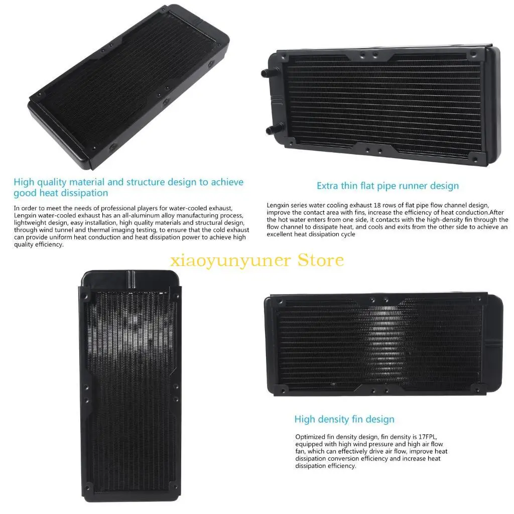 P9JB G1/4 Thread 240mm PC Water Heat Exchanger Computer Aluminum Heat Radiator Heat Sink for Computer Water Cooling System