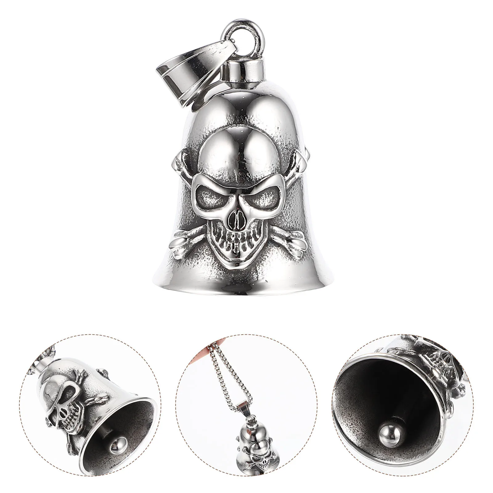 

1Set Titanium Steel Neck Chain Bell Pendant Necklace Men Jewelry Retro Vintage Style Durable Craft DIY Decorative Mini Bell
