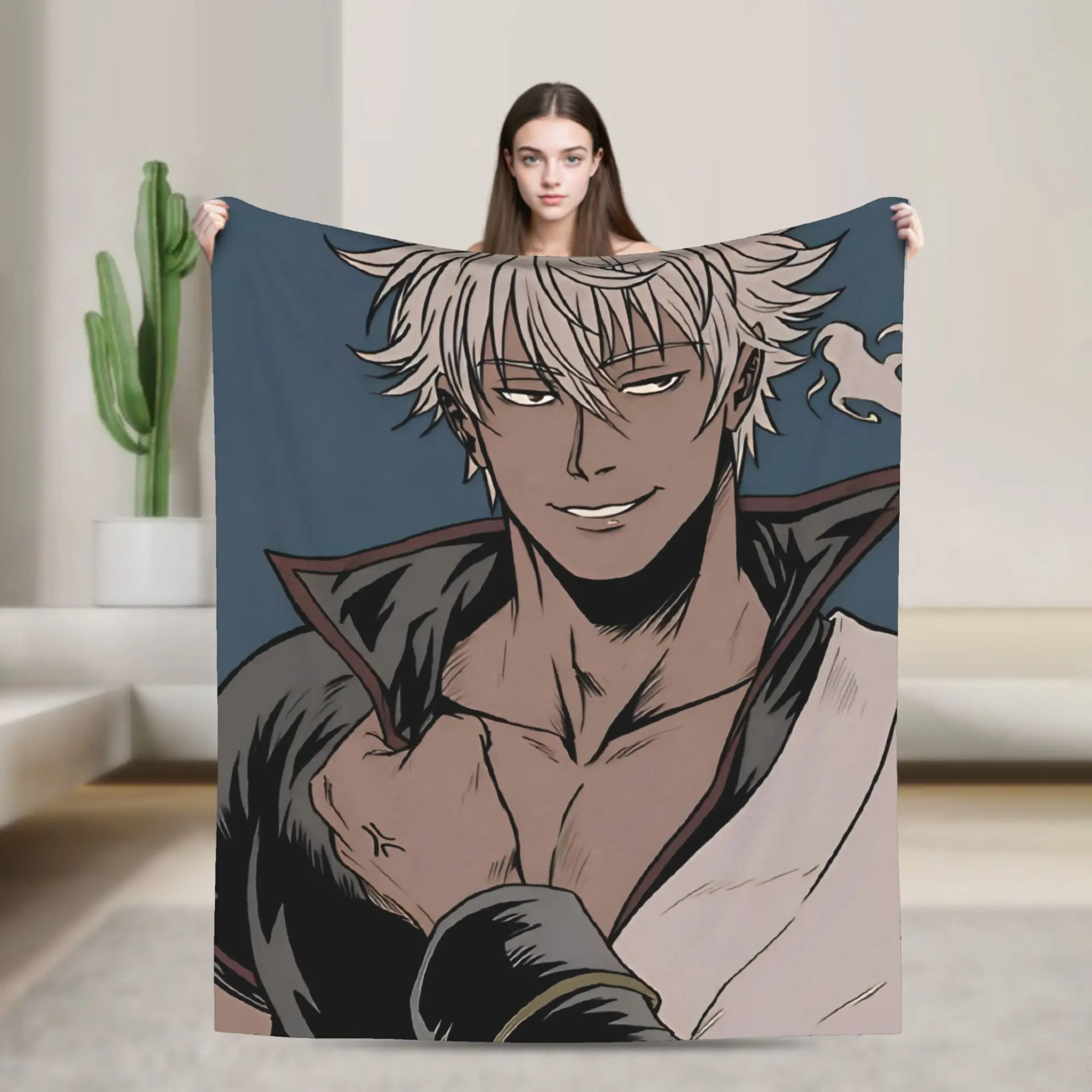 Gintamas Tension Gintoki See Flannel Blankets  Vintage Throw Blankets for Home 200x150cm Plush Thin Quilt,
