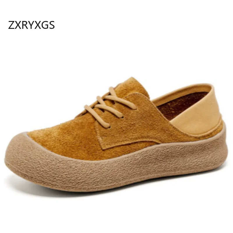 

ZXRYXGS 2026 Новые модные повседневные кроссовки из натуральной замши и кожи, удобные женские кеды на мягкой подошве, большие размеры
