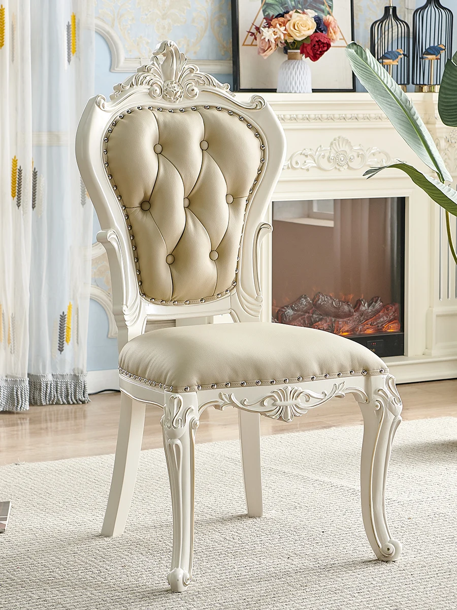 Solid Wood Chair Modern Simple Soft Bag Desk Princess Chair Hotel Chair Home Computer Chair Restaurant European Dining Chair