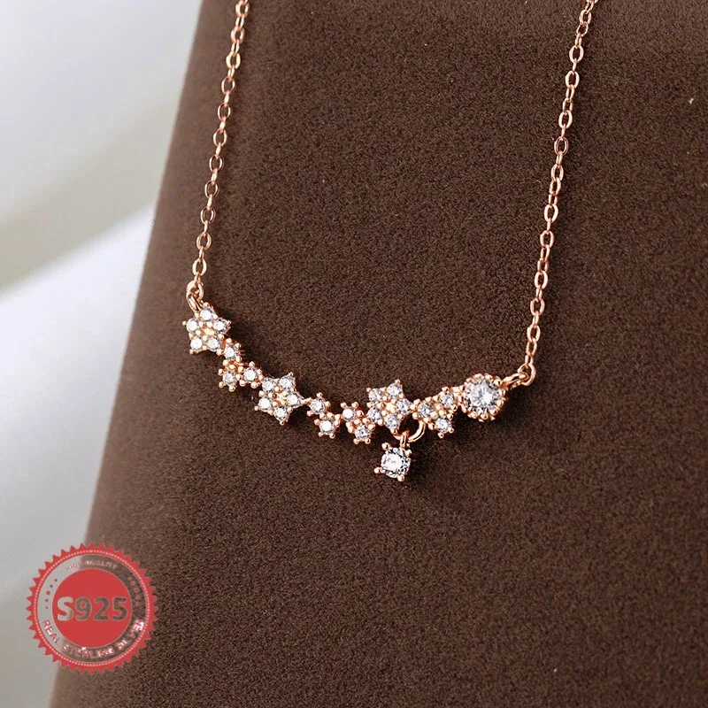 

S925 Sterling Silver Star Necklace for Women - Elegant and Unique Minimalist Design, Choker Style Accessory