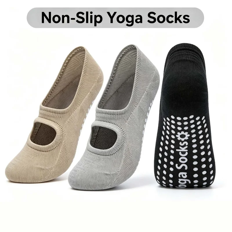 Women Anti‑Slip Yoga Socks, Breathable Backless Ankle Pilates Socks, Non‑Slip Ladies Ballet Dance Sports Socks for Gym Fitness