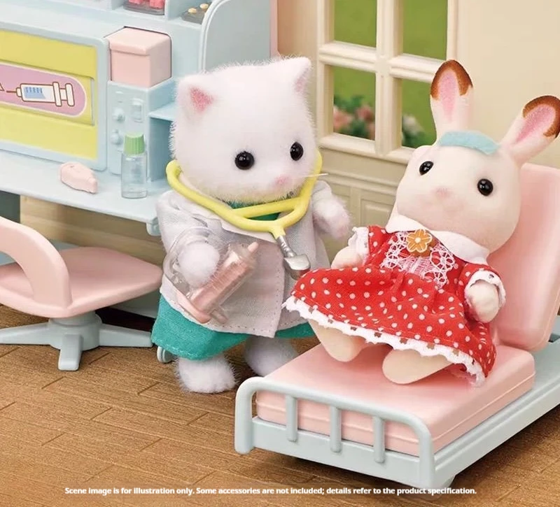 Origineel op voorraad Sylvanian Families Anime Figuur Village Doctor Starter Set Forest Family Sylvanian Family Decor Kerstcadeau