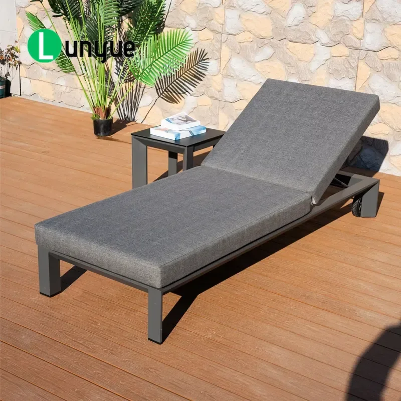 Multi Position Outdoor Reclining Chair Aluminum Frame High Density Cushions Durable Patio Garden Furniture Comfortable Lounge