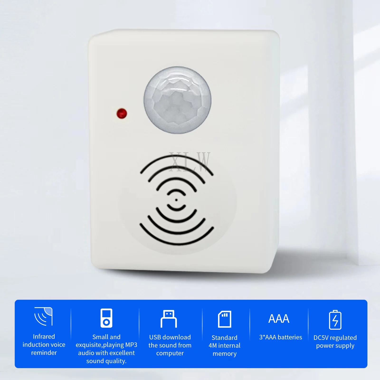 Wireless PIR Motion Sensor Detector Anti-theft Alarm Activated Voice Speaker for Welcome Doorbell and Driveway Garage