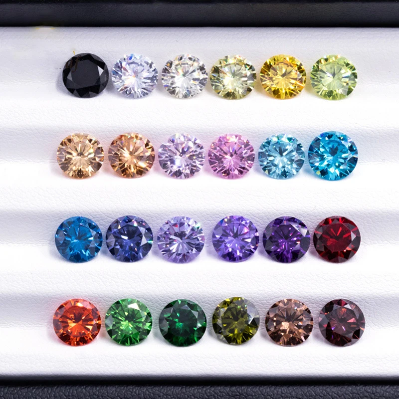 10 قطعة أحجار الزركون الملونة المستديرة أحجار كريمة صناعية أحجار فضفاضة مكعب زركونيا 6 مللي متر هدايا عيد الميلاد. #1