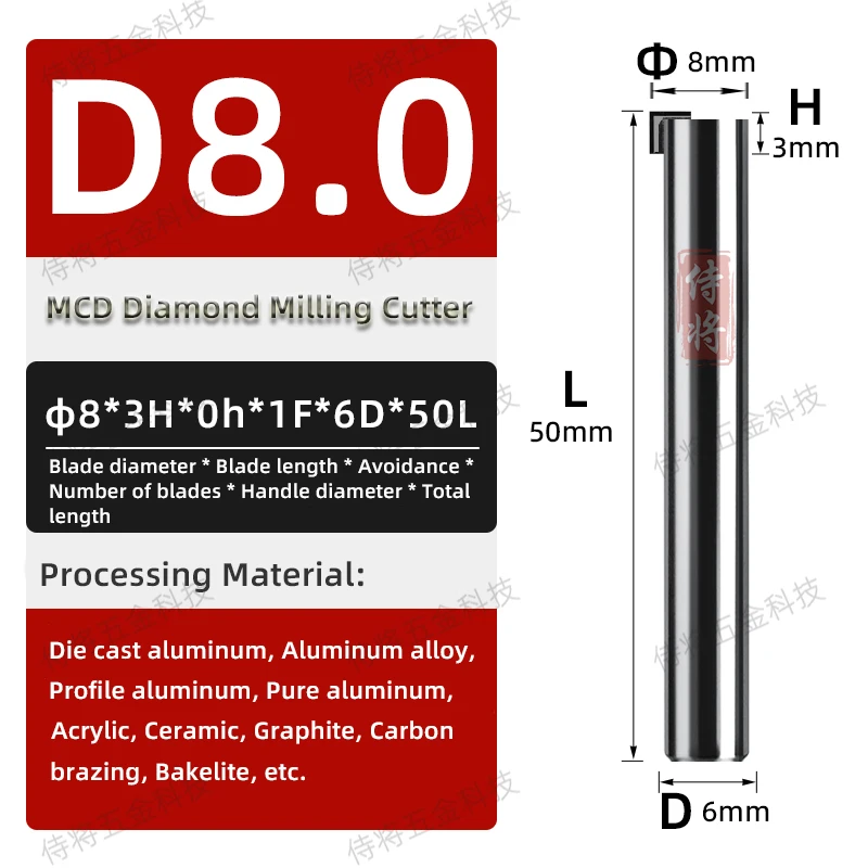 Mcd Diamantfrees Gravure Bit Carving Tools Einde Molen Metaal Staal Cnc Freesmachine Sieraden Gereedschap