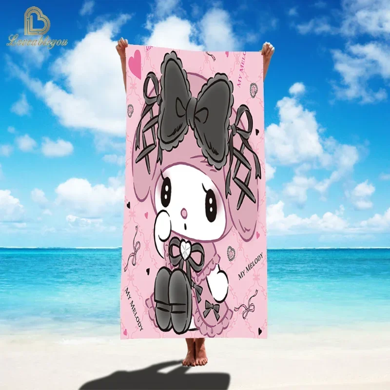 Kuro Hello Kt Beach Towel Soft Quick Dry Rectangle Shaped Swimming Beach Pool Gym Blanket Sports Yoga Bath Towels