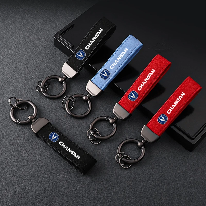 Anti-lost Metal Keychain Buckle Suede Leather Car Styling keychain for changan CS75 PLUS CS95 CS35 alsvin CS15 CS55 Eado