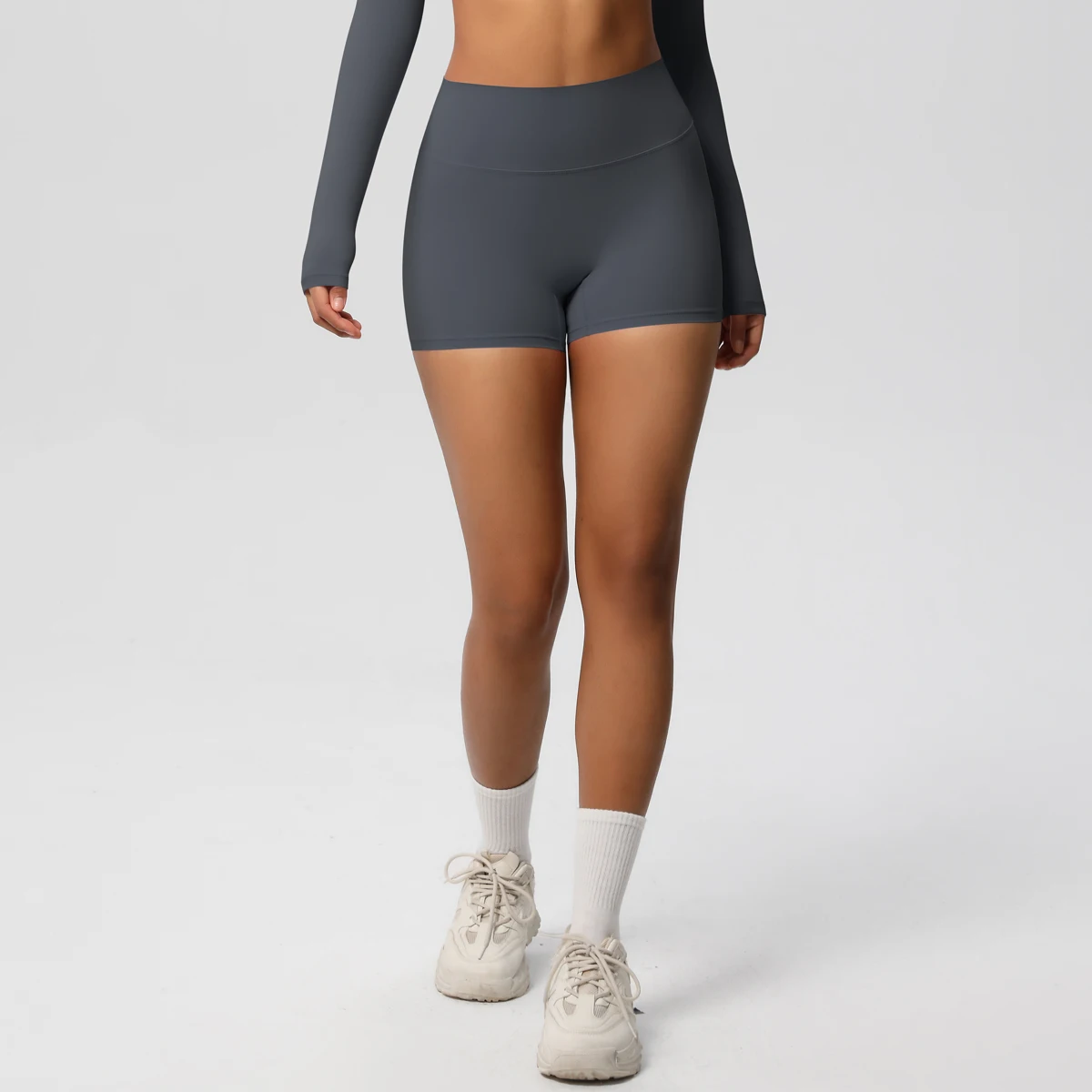 Damen-Sportshorts, Yoga-Shorts, nacktes Gefühl, hohe Taille, Yoga-Shorts, Push-Up, Fitness-Leggings, Bauchkontrolle, Yoga, schmale Shorts – Detail 27