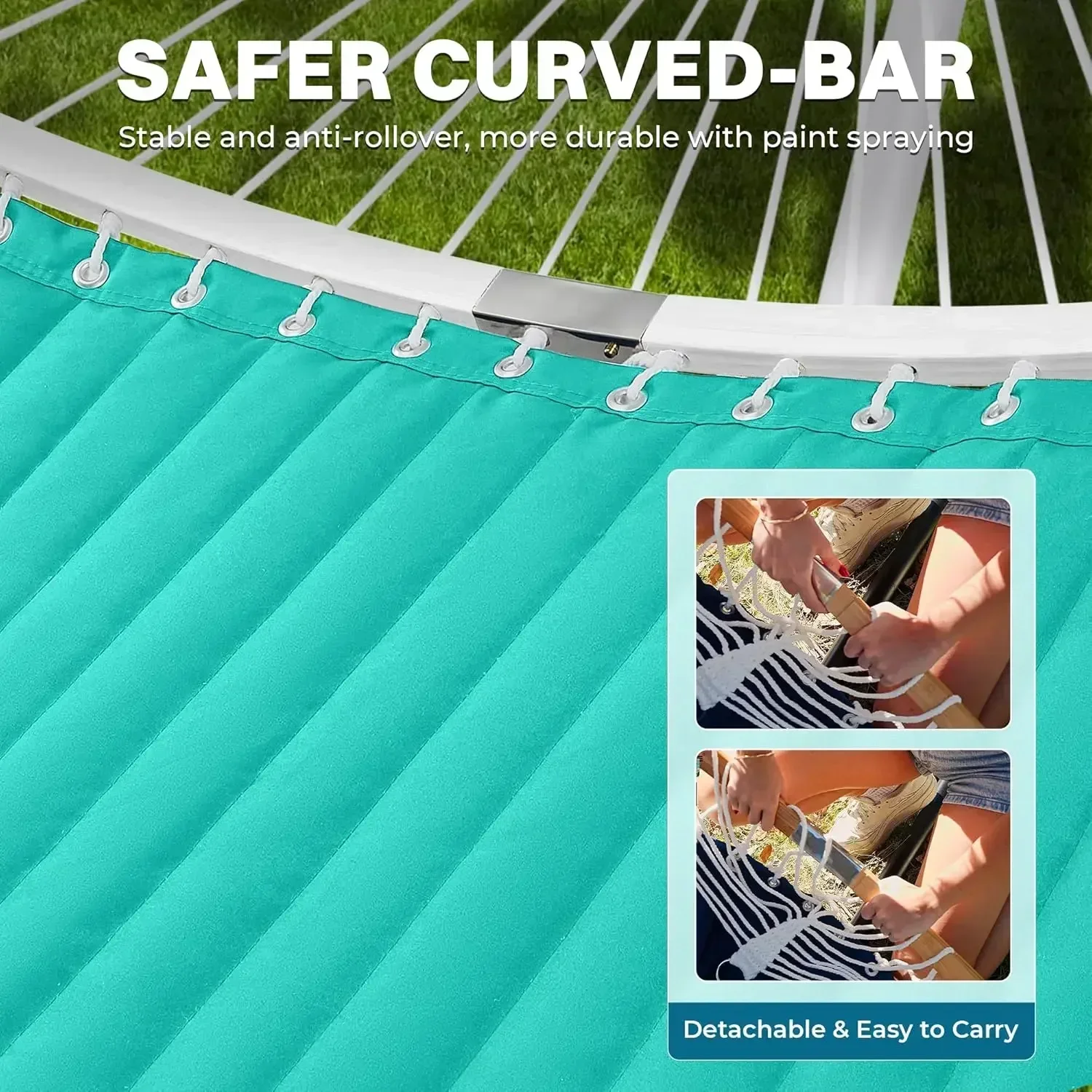 

[Hot Sale, Limited Time Offer!]Hammock with Stand, 2 Person Heavy Duty Hammock with Padded Cotton, Detachable Pillow & Strong Cu