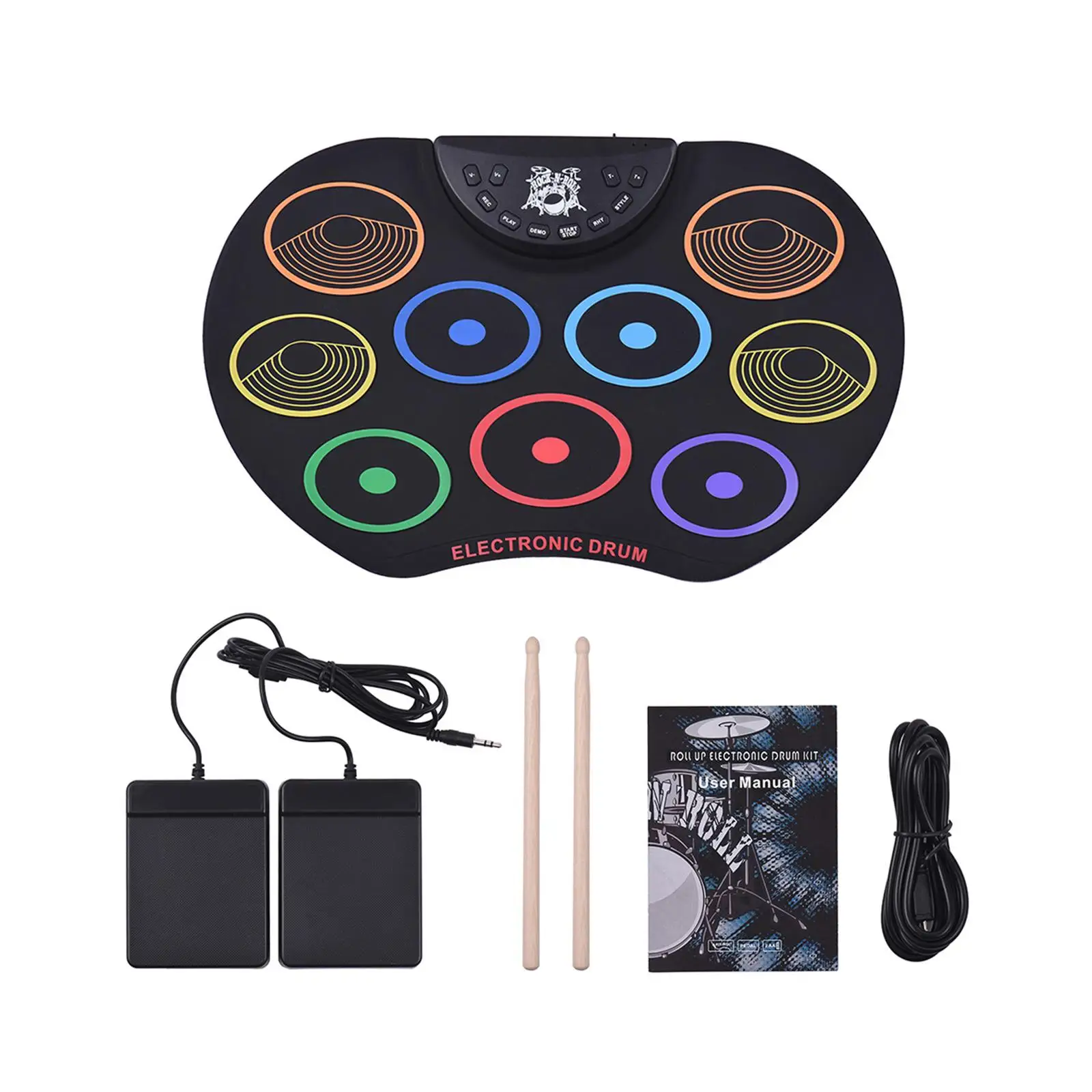 

Electronic Drum Set with Drum Sticks Lightweight Practice Drum Pad Machine for Boys and Girls Kids Professional Beginners Gift