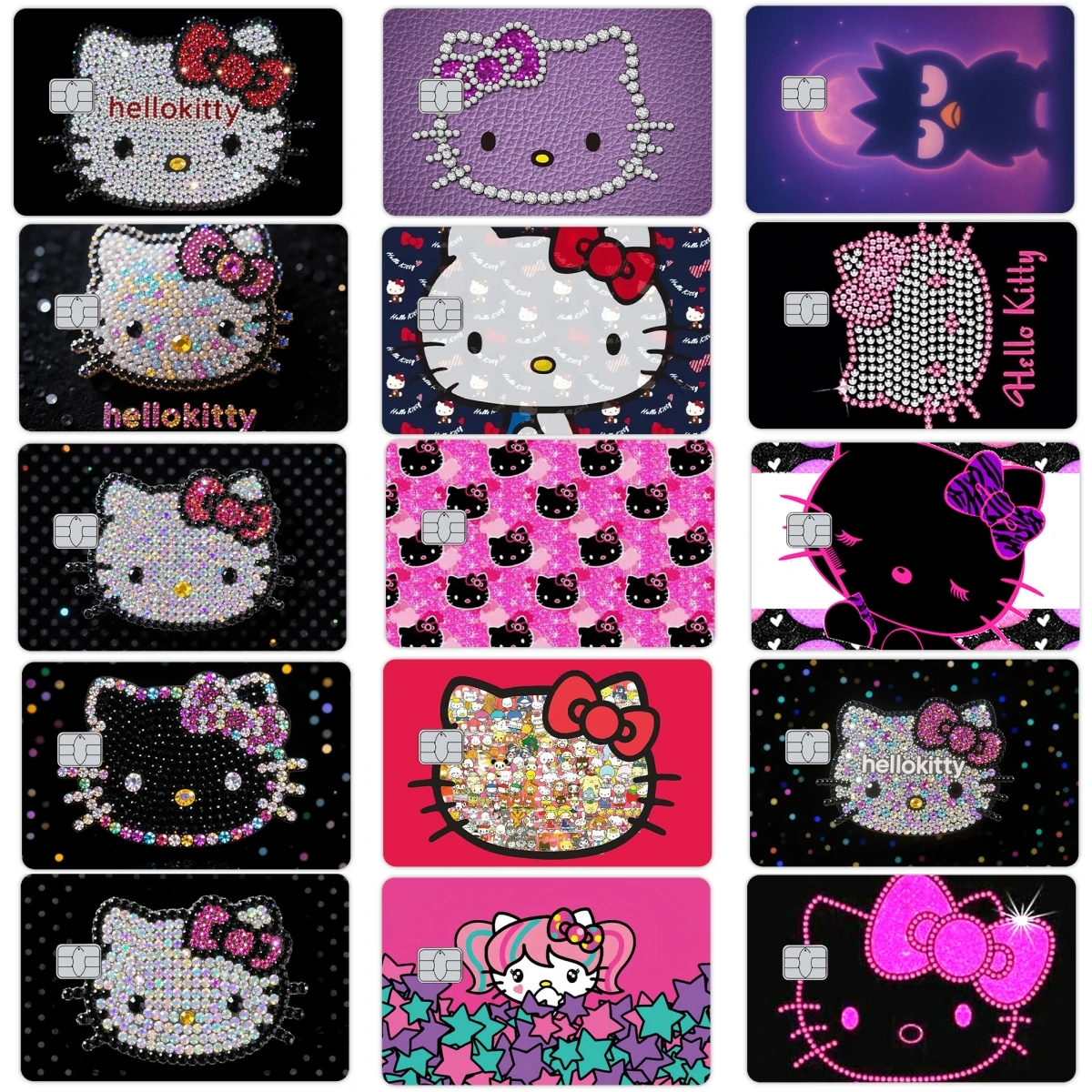 สติกเกอร์การ์ดเครดิต/เดบิตลายการ์ตูน Y2K เฮลโลคิตตี้ อนิเมะ แบบ DIY ฟิล์มเลเซอร์ลายดาววิบวับ สำหรับตกแต่งบัตรโดยสาร บัตรธนาคาร บัตรวีซ่า
